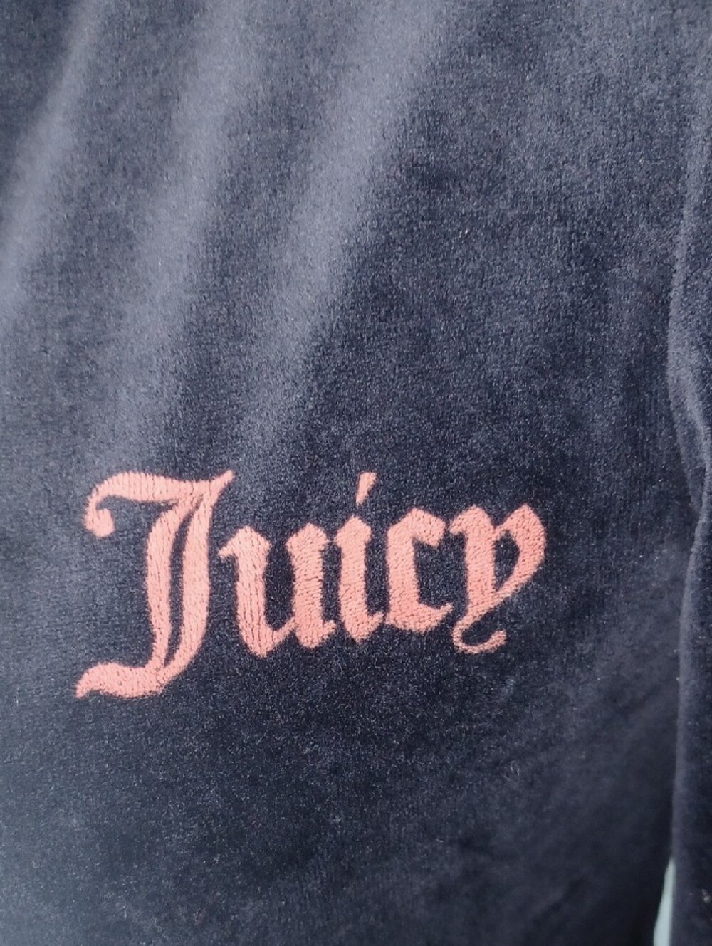 Juicy Couture Navy Velour Zip Hoodie with Pink Logo Large - Picture 4 of 12